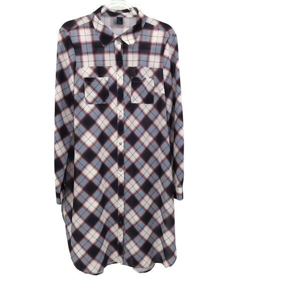 Prana Tops - Prana Nautical Plaid Snap Front Flit Maxi Shirt Womens L